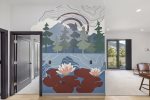 Admire the unique hand painted mural